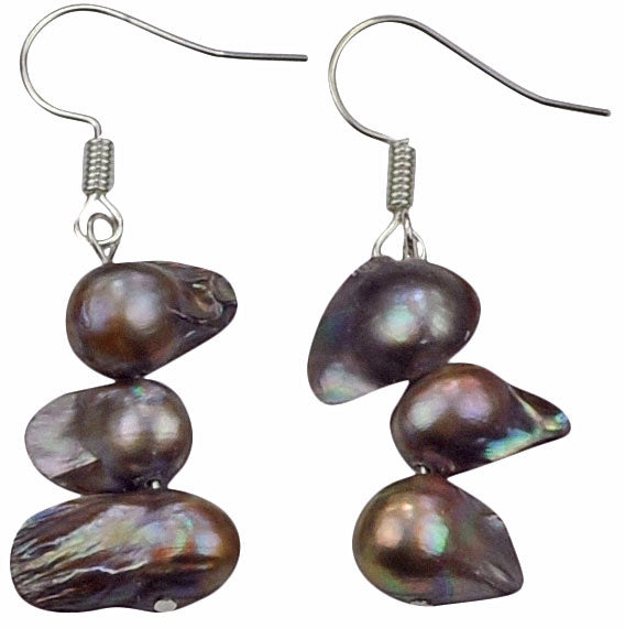 Zoetwater parel oorbellen met taupe kleurige parels en sterling zilver (925) | set Pearl Blister Taupe (KO)