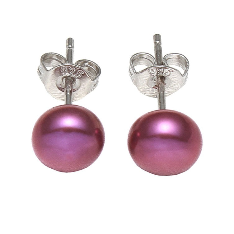 Paarse zoetwater parel oorbellen