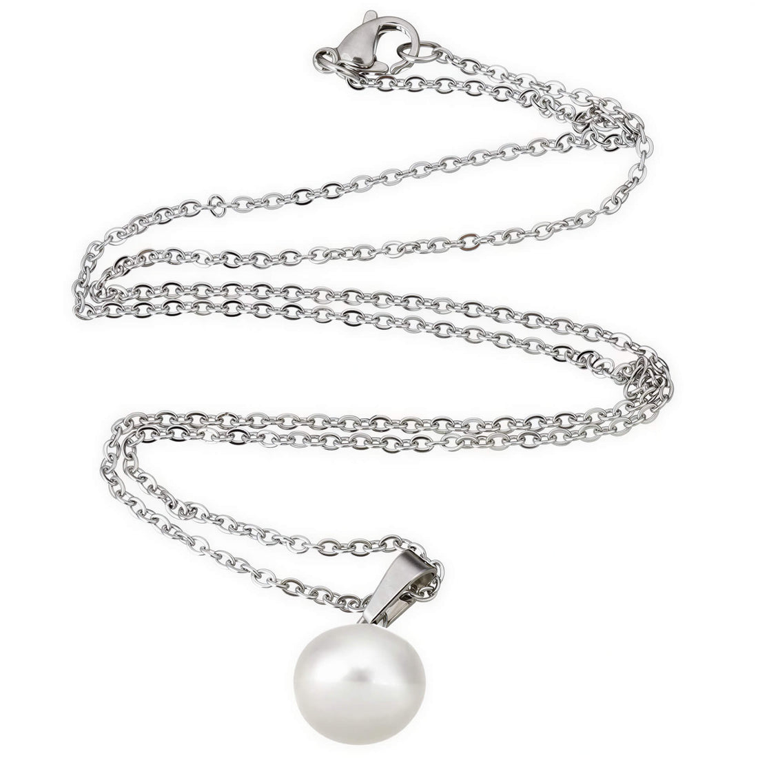Zoetwater parelketting met witte parel hanger en zilver edelstaal | Brit W