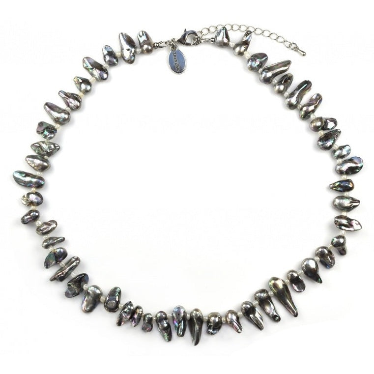 Zoetwater parelketting met grijze parels en sterling zilver (925) | Pearl Blister AB Grey
