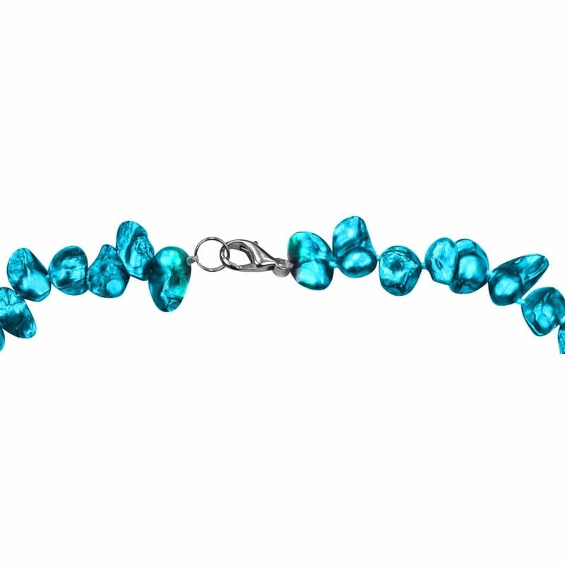 Slotje van zoetwater parelketting met aqua blauwe parels en sterling zilver (925) | set Pearl Blister Aqua Blue (KO)