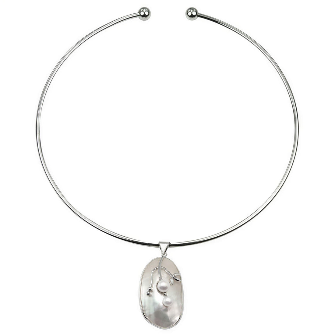 Korte zoetwater parel ketting met witte parels en parelmoeren witte schelp | Shell Pearl Grape Small