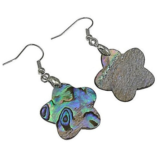 Parelmoeren oorbellen met abaloon bloem en sterling zilver 925 voor en achterzijde | Abalone Flower