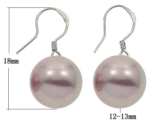 Oud roze mother of pearl parel oorbellen met maatindicatie | Shenyang Ball Pink