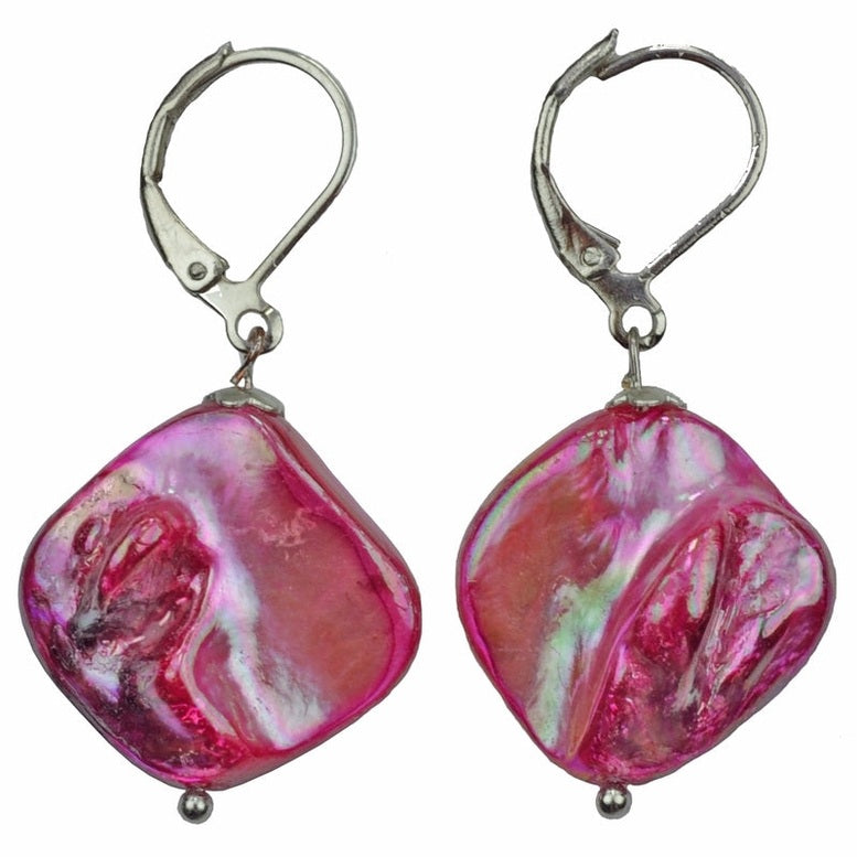 Pink gekleurde parelmoeren oorbellen met zilver edelstaal | set Shell AB Pink