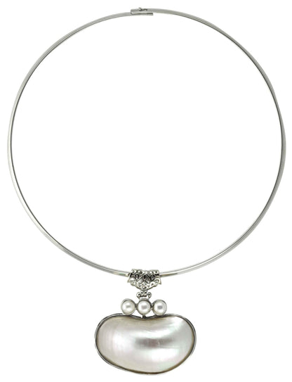 Witte zoetwater parelketting met parelmoer | Three Pearl Shell