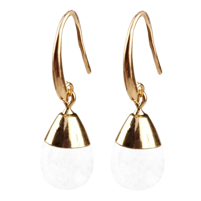 Edelstenen oorbellen met bergkristal en goud | Gold Dip Crystal Clear