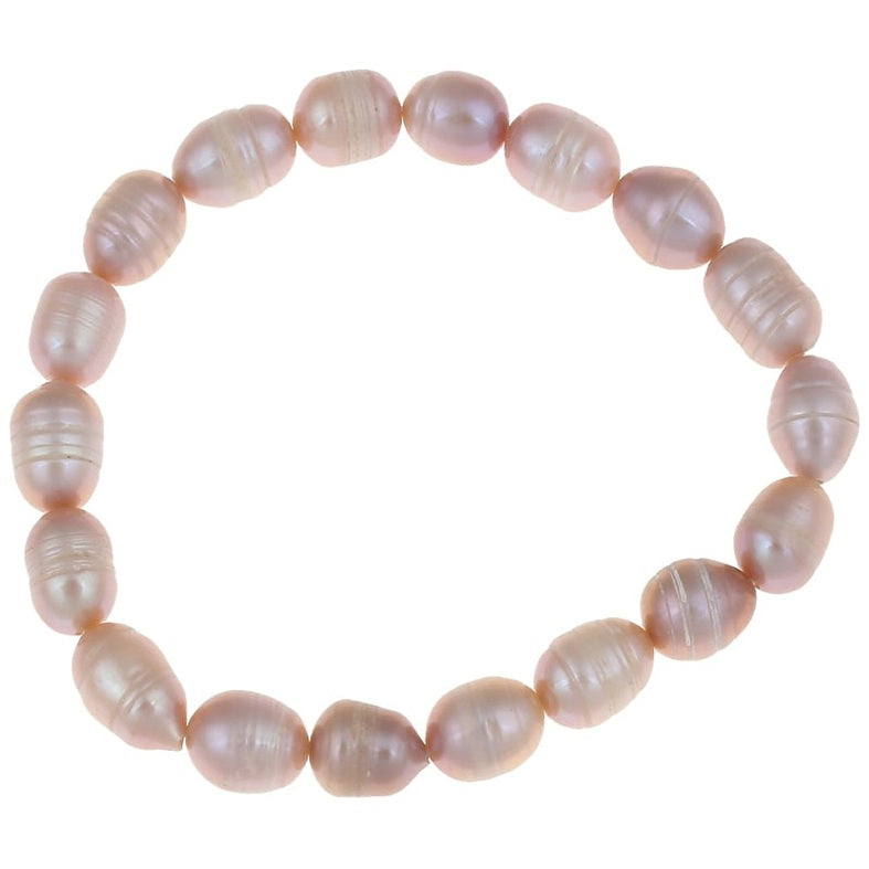 Roze zoetwater parel armband, elastisch | Bella Pink Big