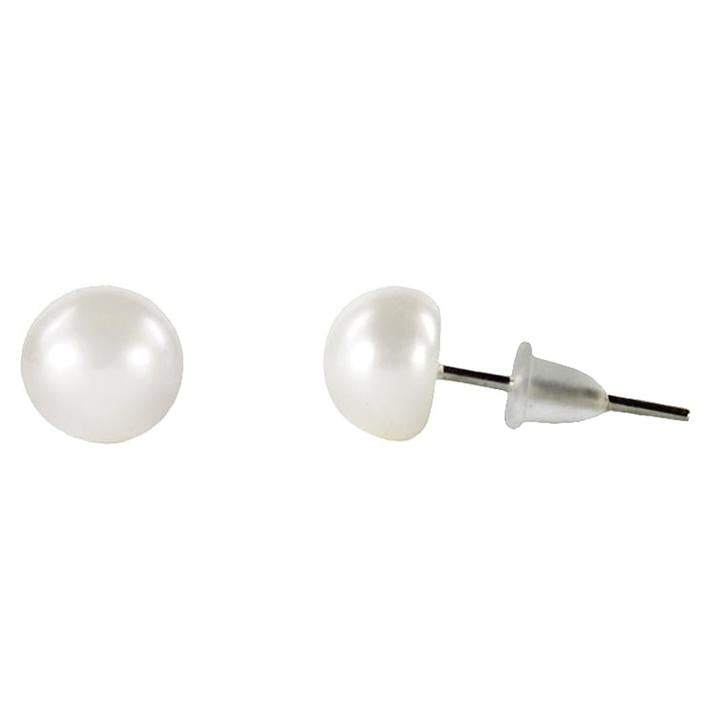 Witte zoetwater parel oorknopjes | Cadeau set Single Pearl W