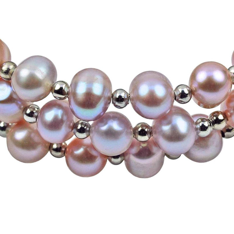 Detail van roze zoetwater parel wikkelarmband | Pink Pearl Wrap