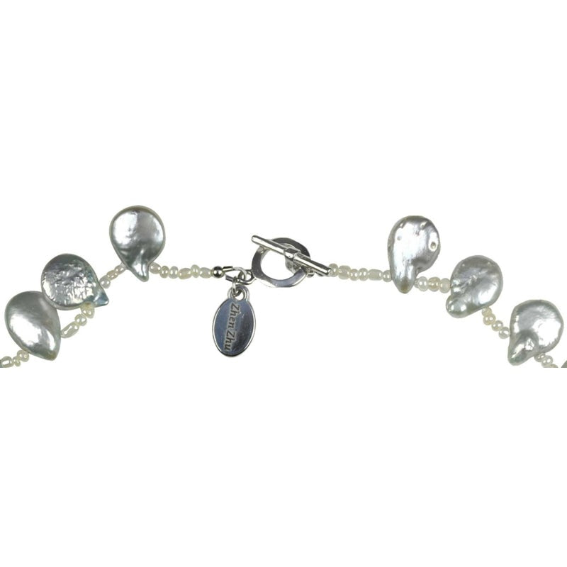 Slotje van zoetwater parelketting met grijze parels | Little Grey Coin