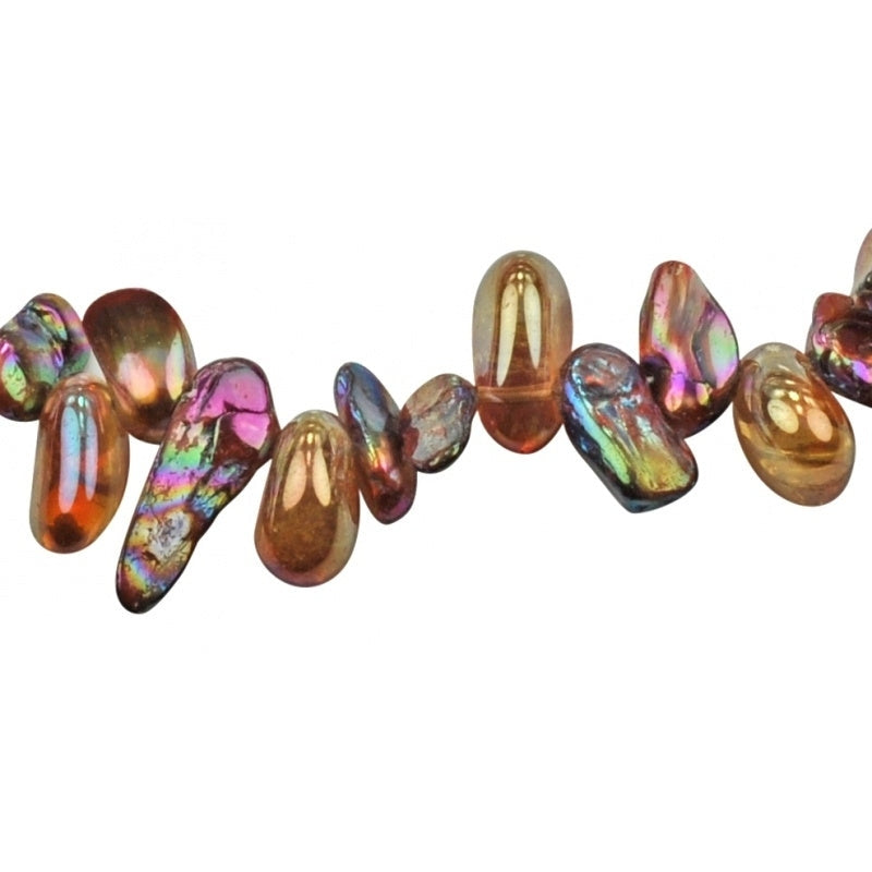 Detail van zoetwater parelketting met bruin rode parels en goud kleurige kwarts | Quartz AB Color Brown