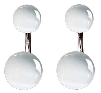 Witte edelstenen oorknopjes met kattenoog vooraanzicht | Double Cat’s Eye