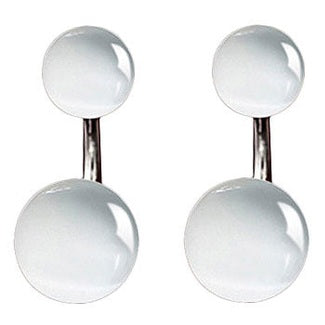 Witte edelstenen oorknopjes met kattenoog vooraanzicht | Double Cat’s Eye