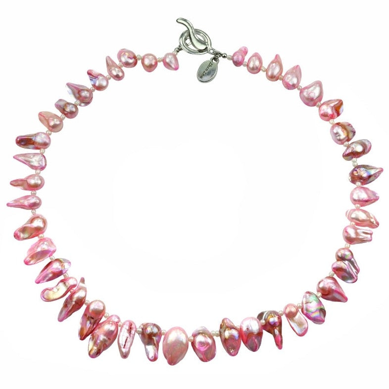 Zoetwater parelketting met roze parels | Blister AB Rose Big