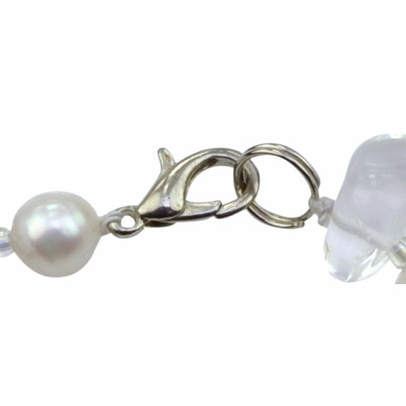 Slotje van zoetwater parel armband met witten grijs blauwe parels, sterling zilver (925) en bergkristal | Cristal Blue