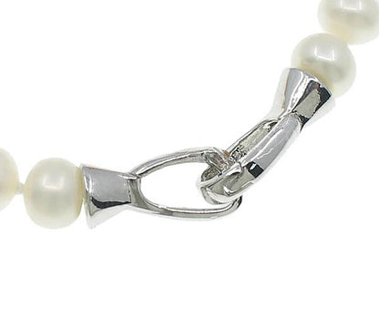 Slotje van wit zoetwater parel armband met zilveren stras steentjes | Bling Silver Pearl