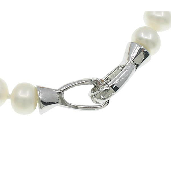 Slotje van wit zoetwater parel armband met zilveren stras steentjes | Bling Silver Pearl