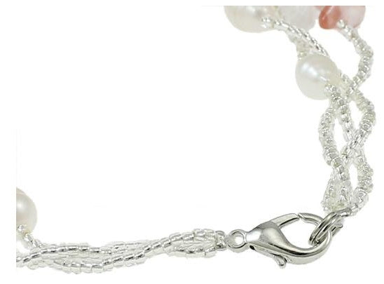 Slotje van wit zoetwater parel armband met kersenkwarts | Twine Pearl Cherry Quartz