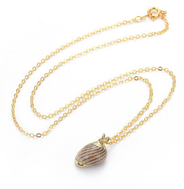 Gouden schelpen ketting met bruine schelp | Gold Spiral Shell