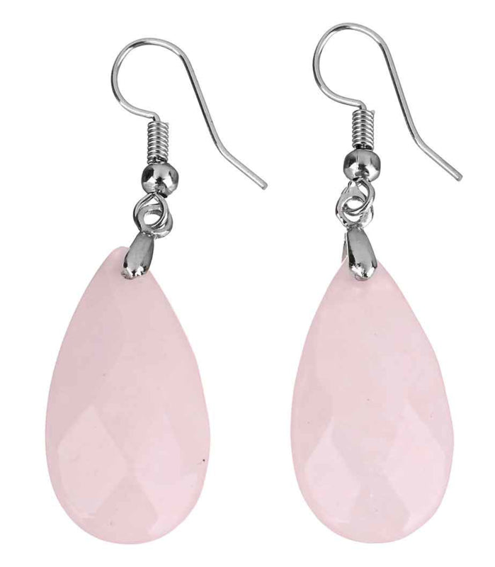 Roze edelstenen oorbellen met rozenkwarts en sterling zilver 925 | Facet Rosé Quartz