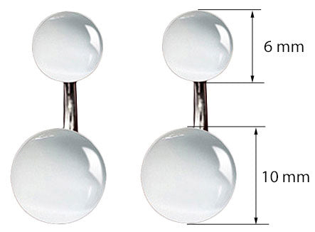 Witte edelstenen oorknopjes met kattenoog met maat indicatie | Double Cat’s Eye