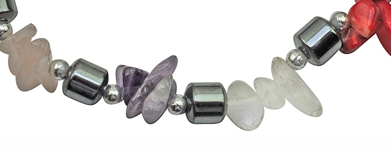 Detail van edelstenen armband elastisch | Hematite Purple Red Gemstone