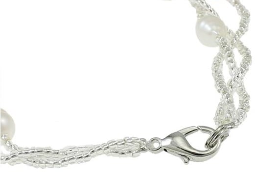 Slotje van wit zoetwater parel armband met zwarte agaat | Twine Pearl Black Agate