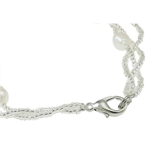 Slotje van wit zoetwater parel armband met zwarte agaat | Twine Pearl Black Agate