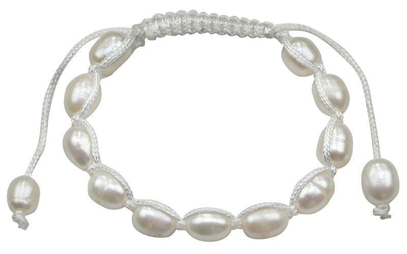 Wit zoetwater parel armband, schuif armband met parels | White Pearl Cord