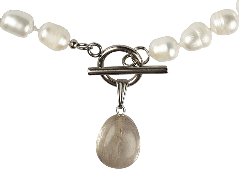 Zoetwater parelketting Toggle Pearl Smokey Quartz