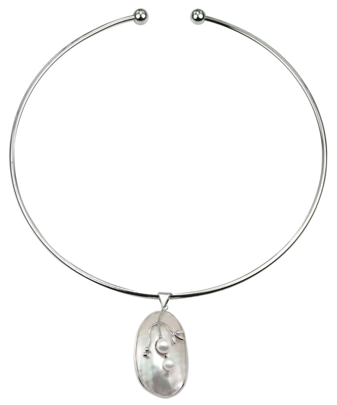 Korte zoetwater parel ketting met witte parels en parelmoeren witte schelp | Shell Pearl Grape Small