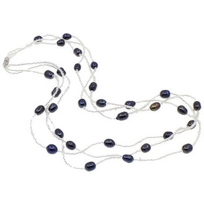 Zoetwater parelketting met blauw zwarte parels en magneetslotje | Twine Pearl Black