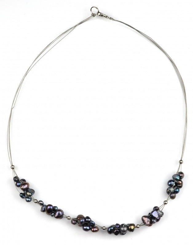 Zoetwater parelketting met paars blauwe parels en sterling zilver (925) | Patty