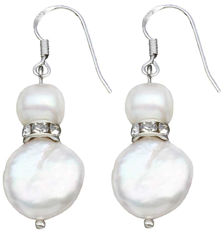 Witte zoetwater parel oorbellen met sterling zilver (925) | Conny Bling