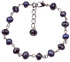 Zoetwater parel armband met paars blauwe parels en zwarte facet geslepen kristallen | Biba