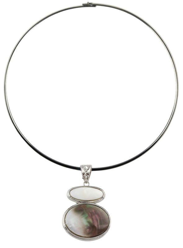Parelmoeren ketting met hanger | Black & White Shell