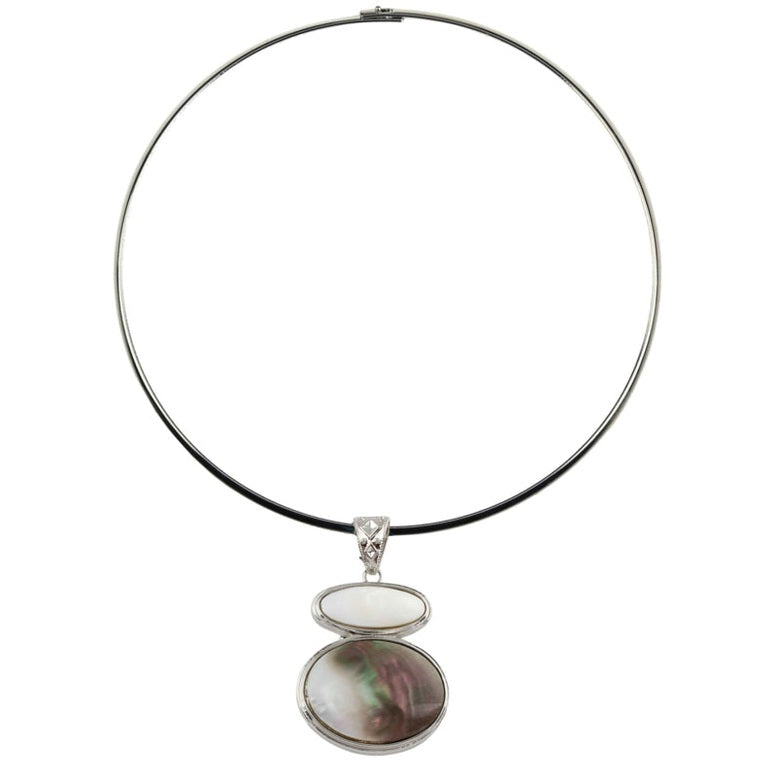 Parelmoeren ketting met hanger | Black & White Shell
