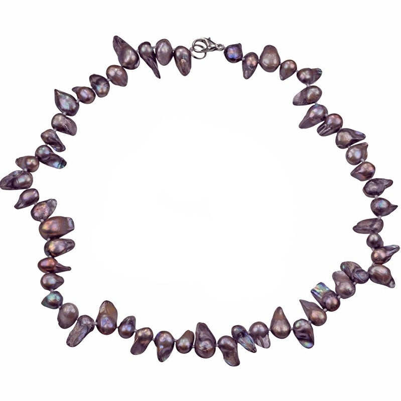 Handgeknoopte zoetwater parelketting met taupe kleurige parels en sterling zilver (925) | Pearl Blister Taupe