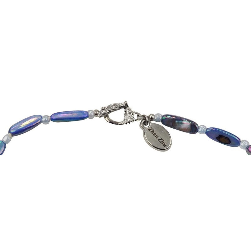 Slotje van blauwe parelmoeren ketting | Shell Stick AB Blue