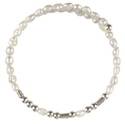 Cadeau set zoetwater parel armband Morse Code BFF Pearl Silver