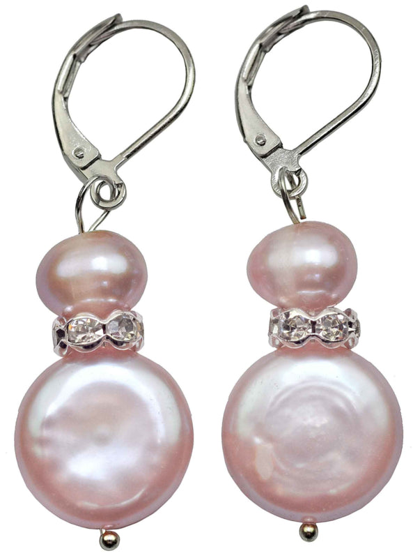 Roze zoetwater parel oorbellen met sterling zilver (925) | Conny Bling Pink