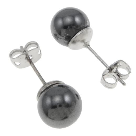 Zwarte edelstenen oorbellen met hematiet, zwarte hematiet oorknopjes 8 mm | Hematite Stud 8 mm