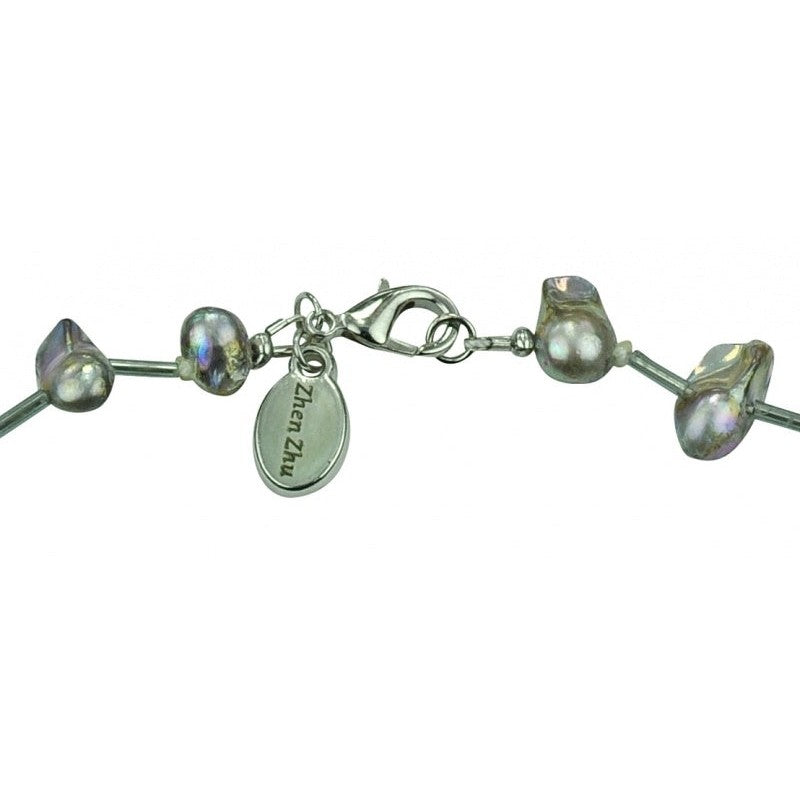 Slotje van zoetwater parelketting met grijze parels en sterling zilver (925) | Blsiter Stick AB Grey