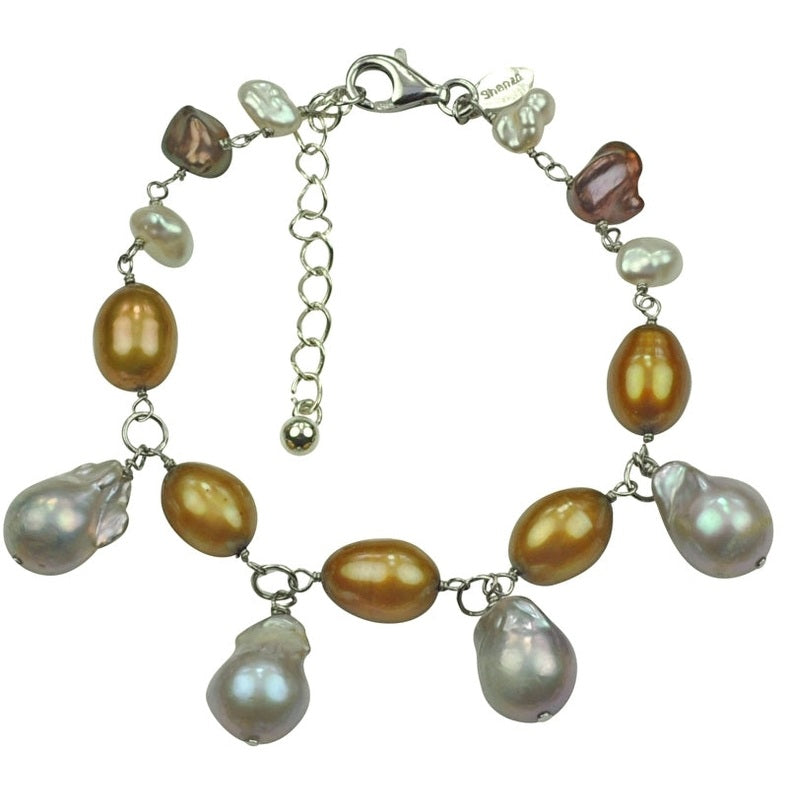 Zoetwater parel armband met grijze, bruine en witte parels | Daisy