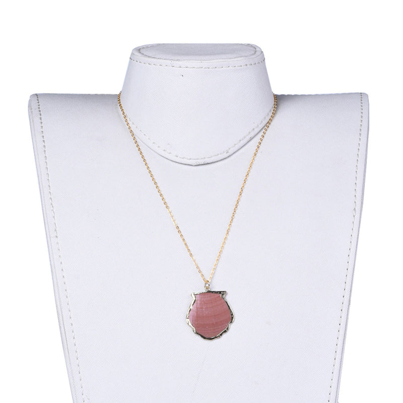 Roze schelpen ketting met Shell schelp en goud edelstaal op buste | Gold Sea Shell Pink