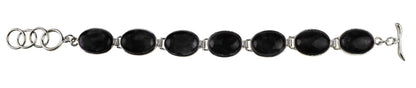 Zwart edelstenen armband met zwarte agaat plat liggend| Black Agate Oval