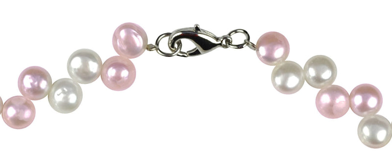Slotje van zoetwater parelketting met witte en roze parels en sterling zilver (925) | Gonty