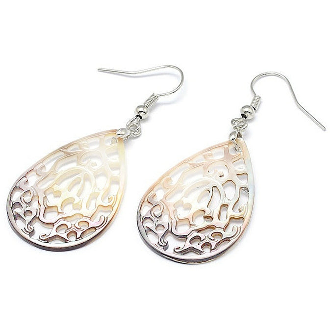 Parelmoeren oorbellen met sterling zilver 925 in Bohemian of Ibiza stijl | Bohemian Shell Drop W