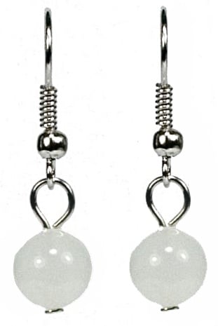 Witte edelstenen oorbellen met jade en sterling zilver (925) | Dangling Milky Jade